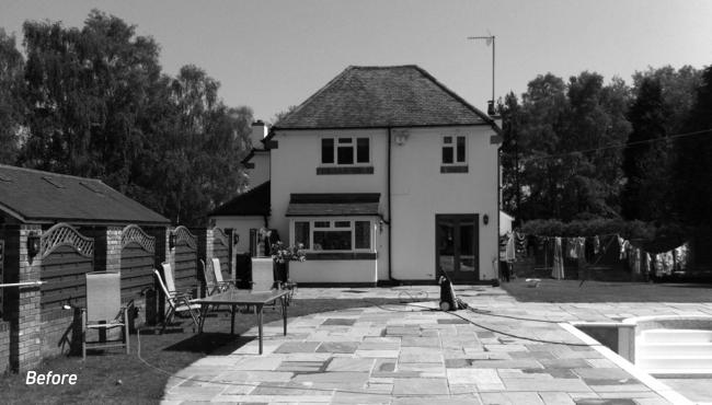 Before exterior bifold doors were installed into the home