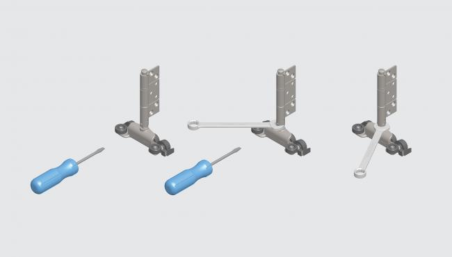 F3 hardware is fully adjustable using just a screwdriver and 14mm spanner